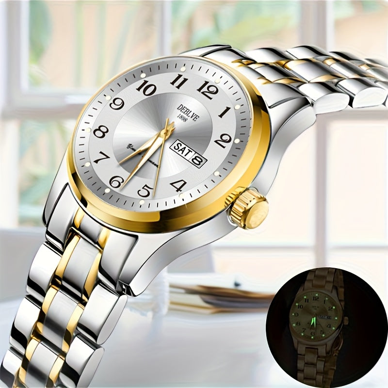 The Ultra-Slim Steel Watch Modern Timepiece, Luminous Calendar Display