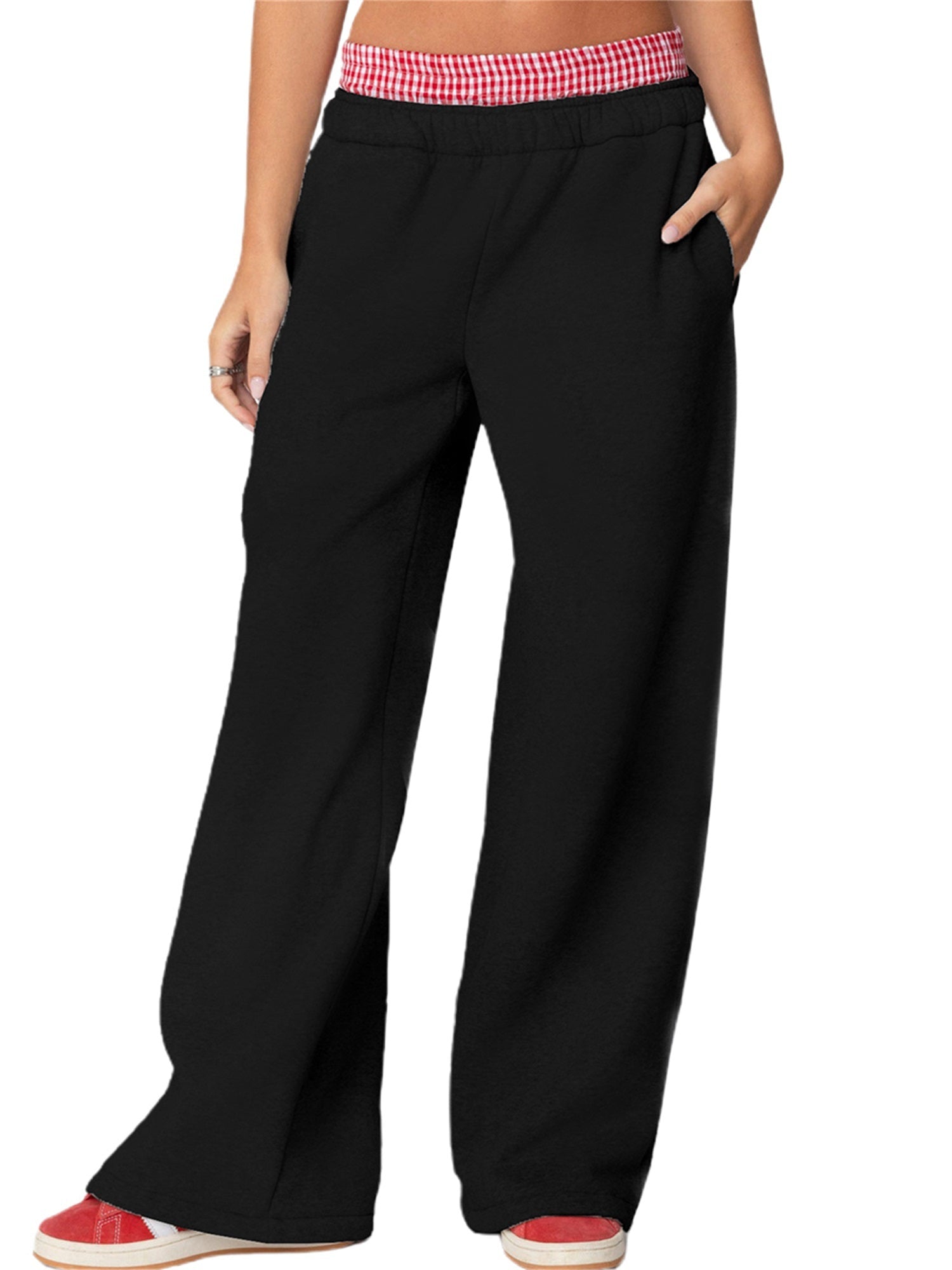 Straight-cut Cambridge joggers with soft knit fabric