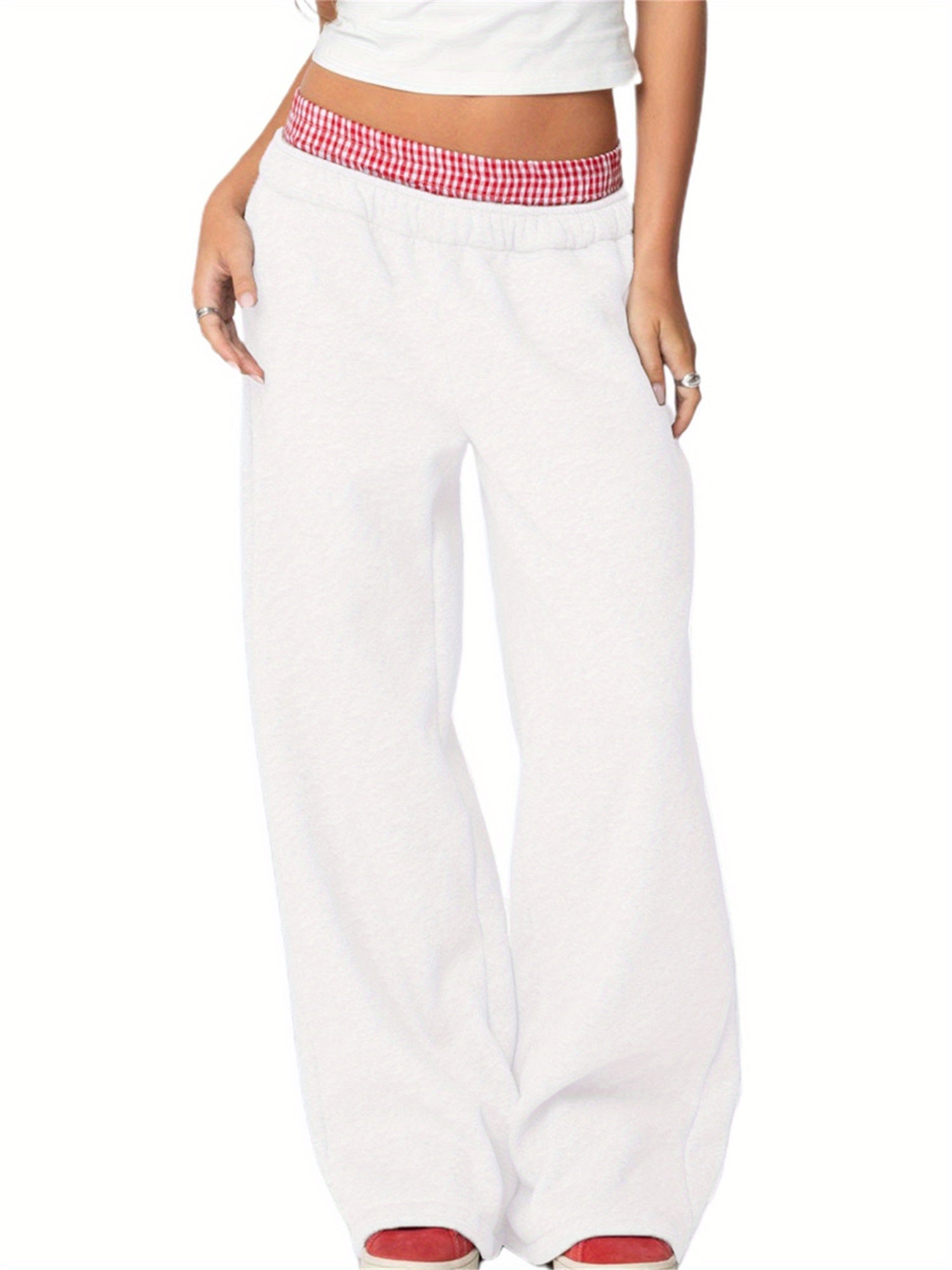 Straight-cut Cambridge joggers with soft knit fabric