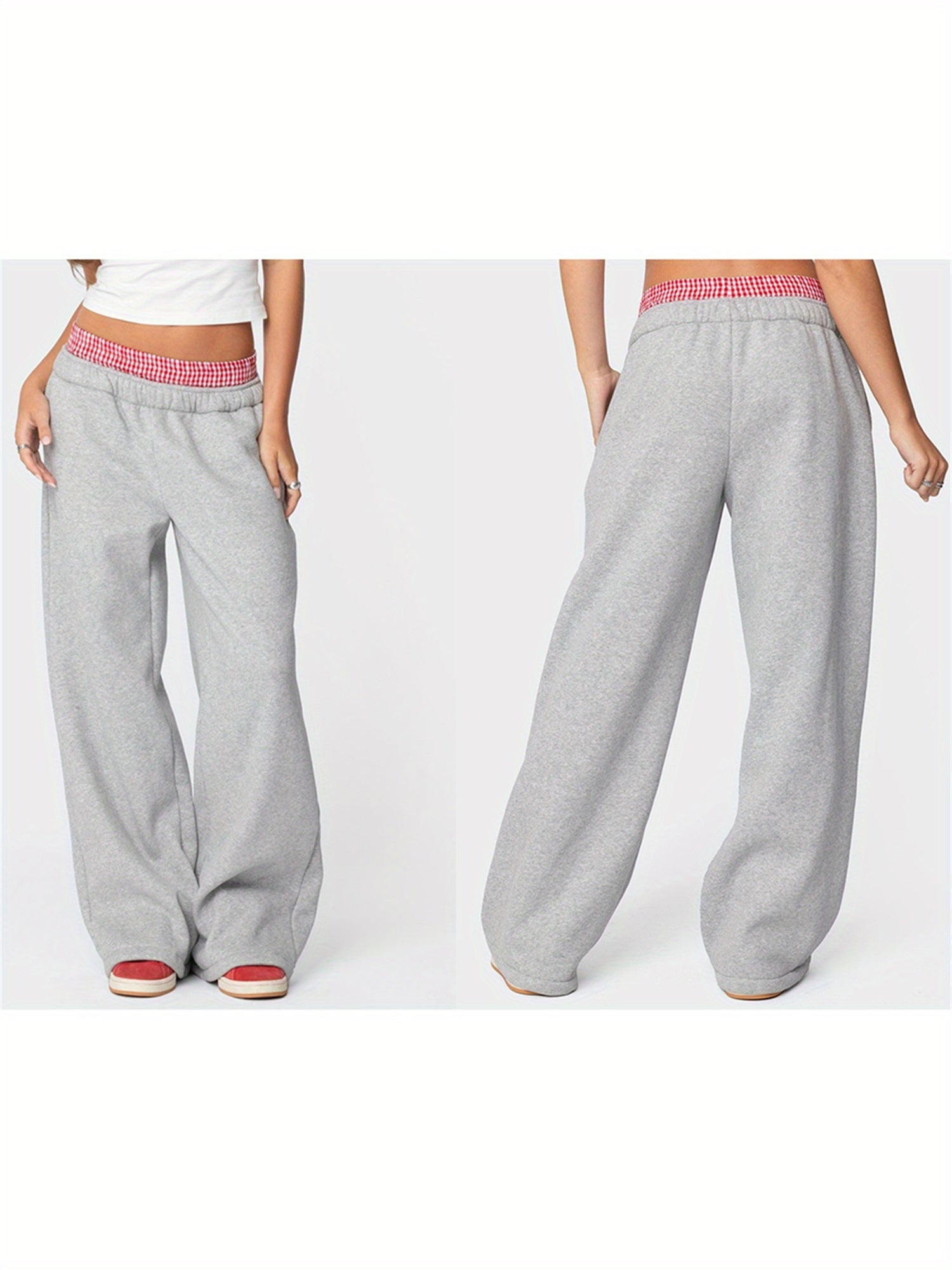 Straight-cut Cambridge joggers with soft knit fabric