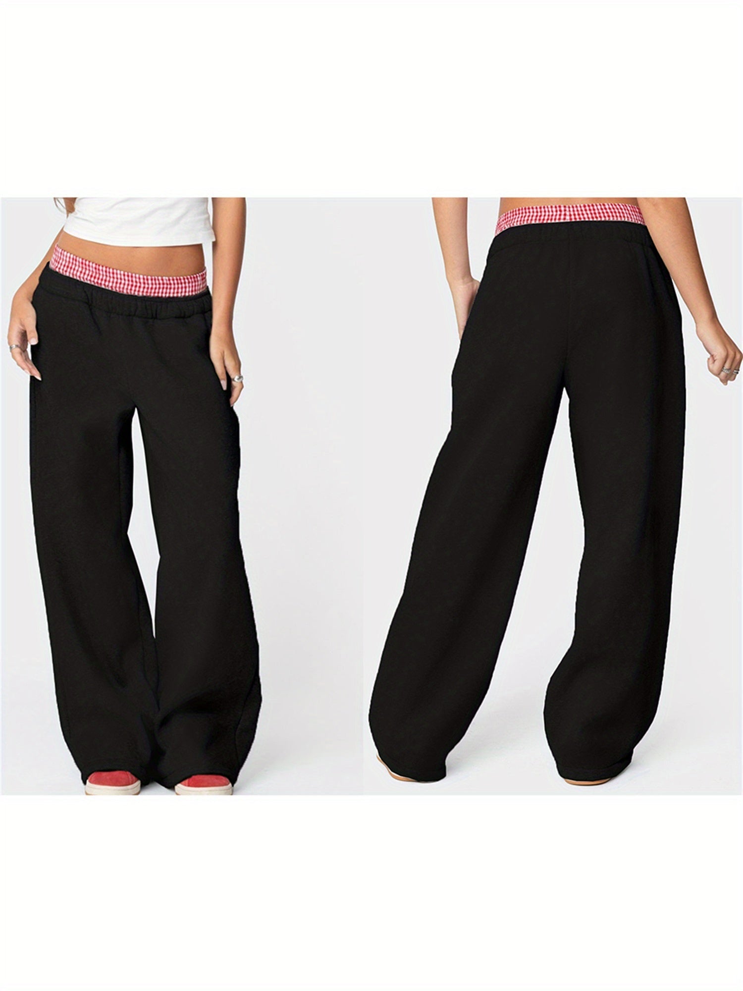 Straight-cut Cambridge joggers with soft knit fabric