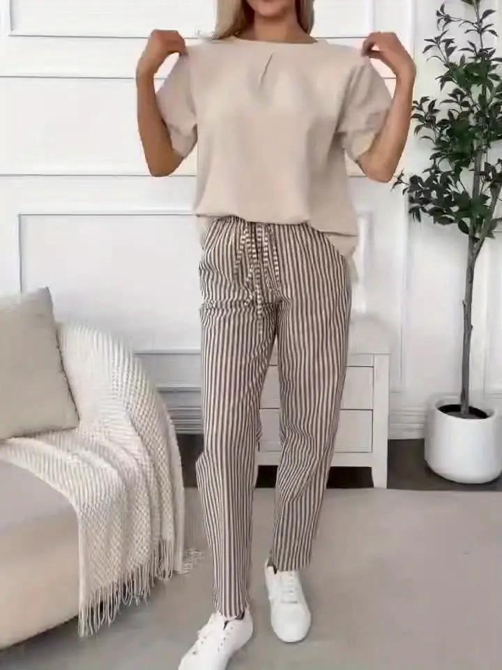 Athleisure pants with side stripe detail and wide fit