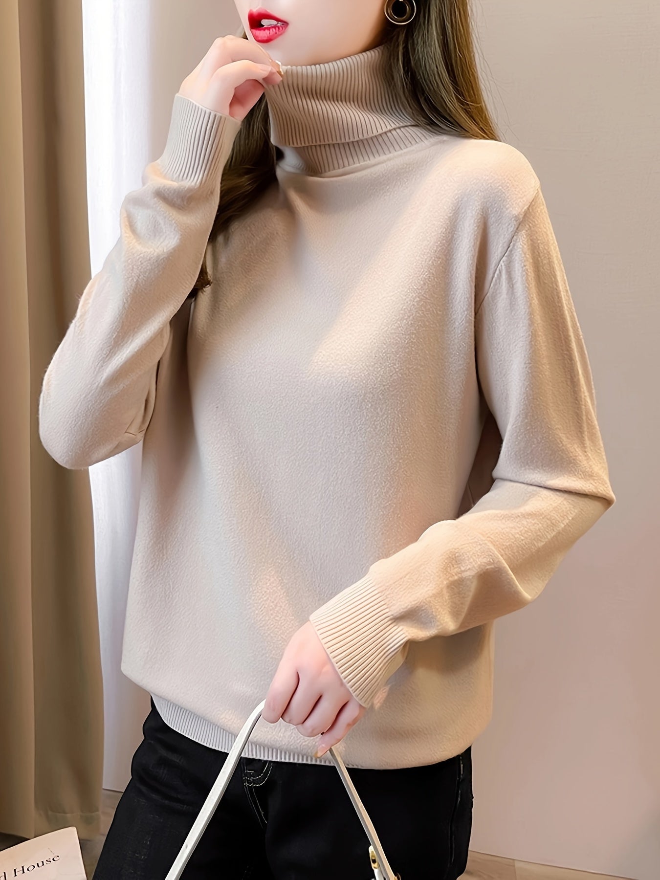 Turtleneck sweater in soft viscose knit, a must-have for autumn
