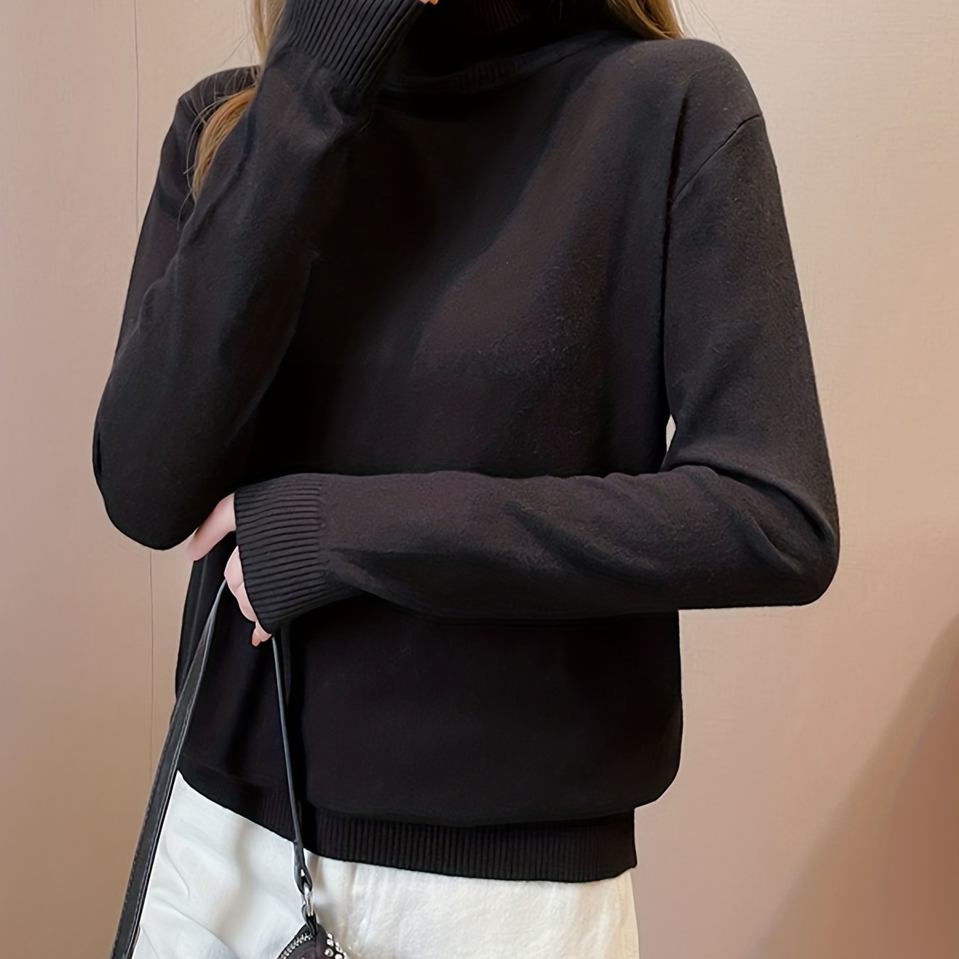 Turtleneck sweater in soft viscose knit, a must-have for autumn