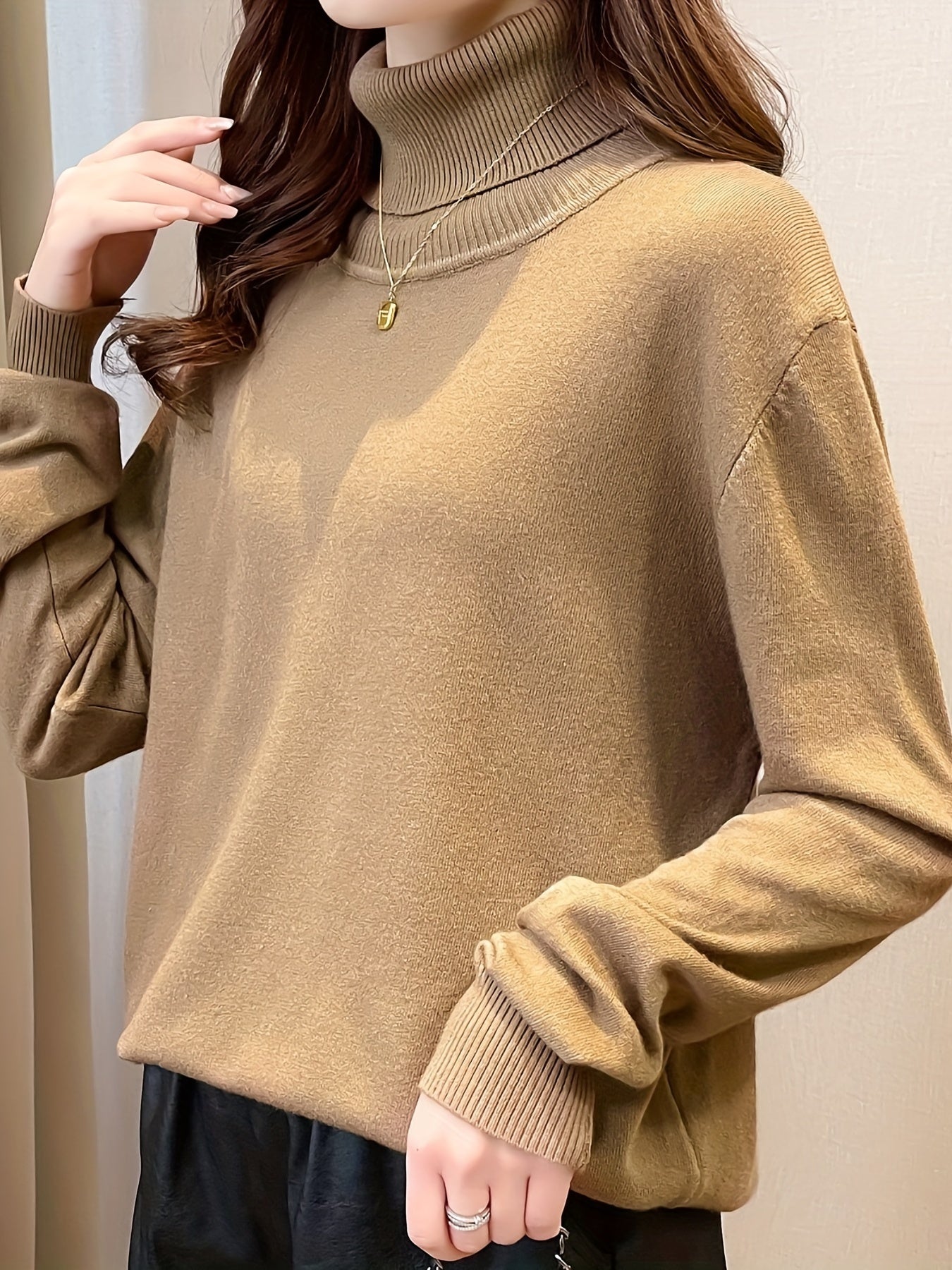 Turtleneck sweater in soft viscose knit, a must-have for autumn