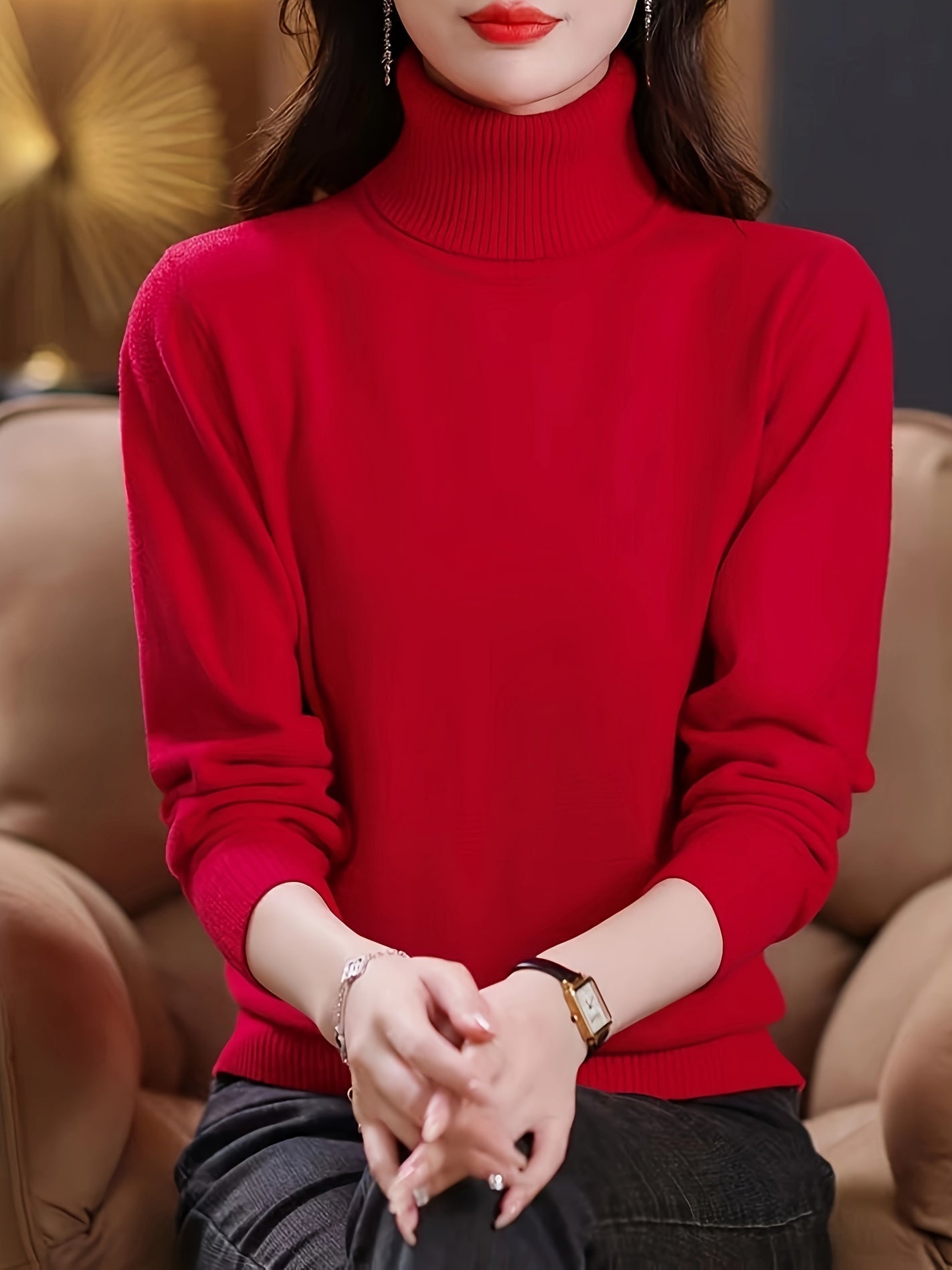 Turtleneck sweater in soft viscose knit, a must-have for autumn