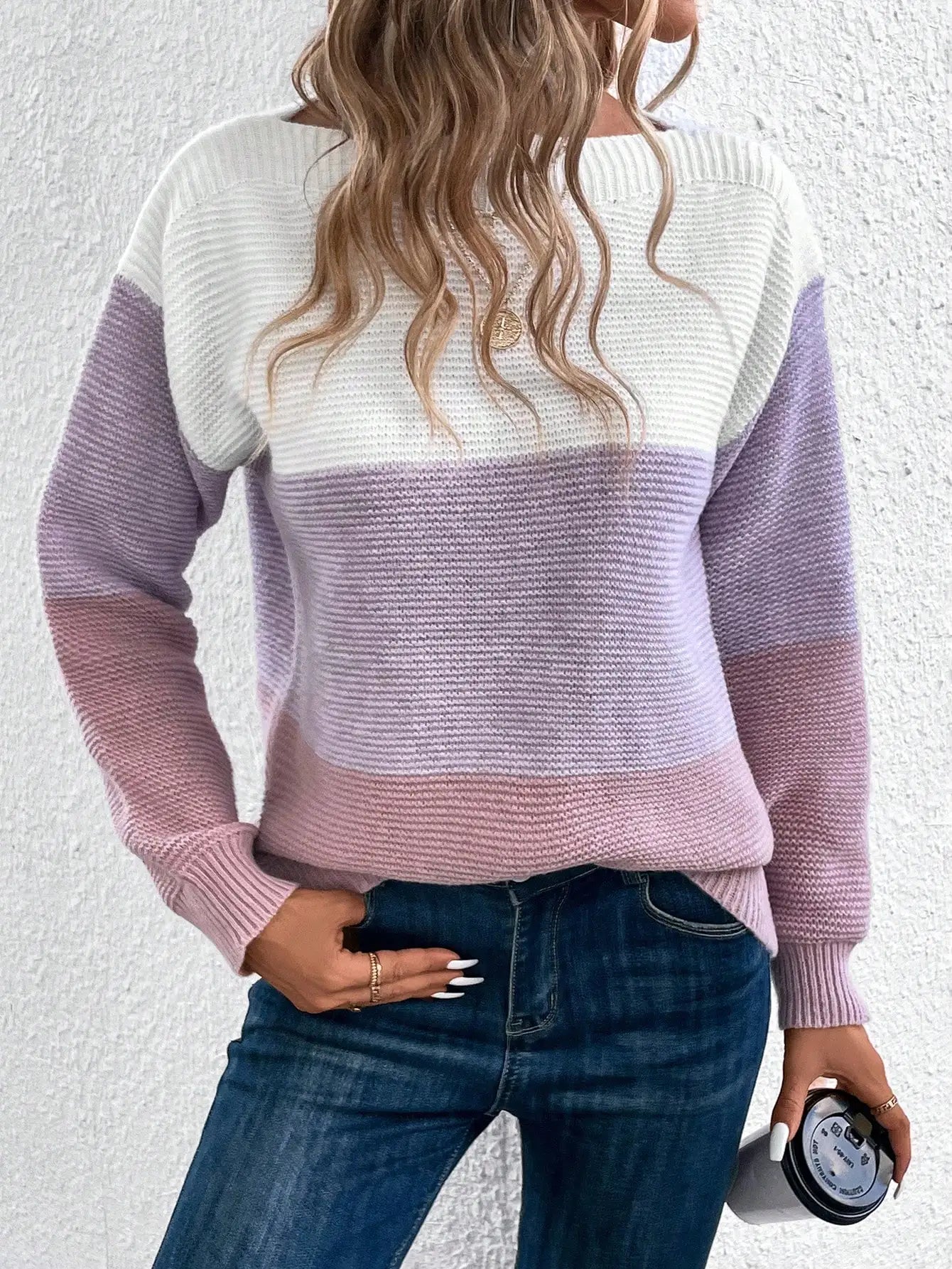 Women's Patchwork Knit Sweater, Refined Knit for Autumn Elegance