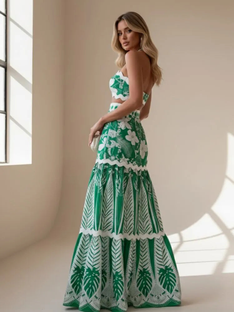 Lace-up linen set, breathable fabric, effortless summer style