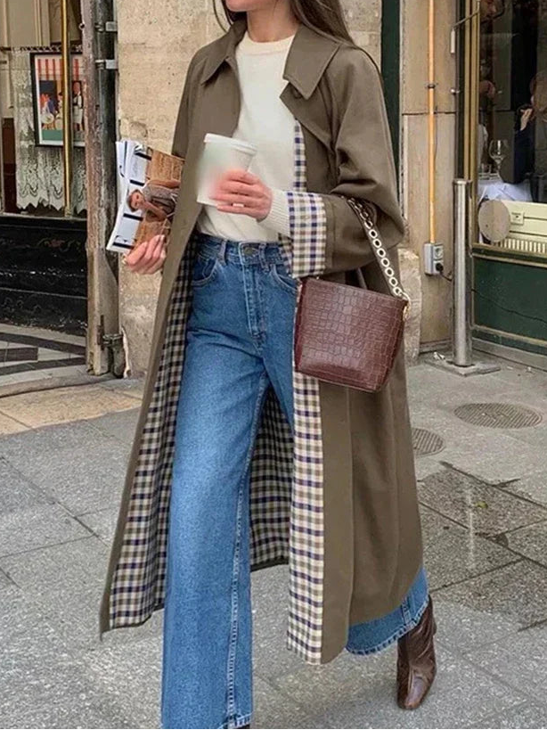 Long Parisian overcoat, classic silhouette