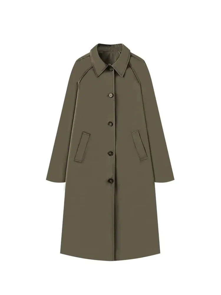 Long Parisian overcoat, classic silhouette
