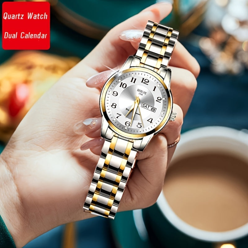 The Ultra-Slim Steel Watch Modern Timepiece, Luminous Calendar Display