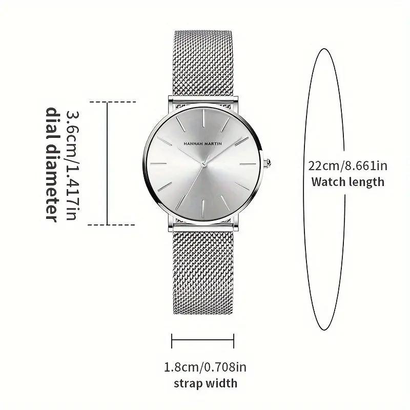 Classic watch with polished steel finish, understated elegance