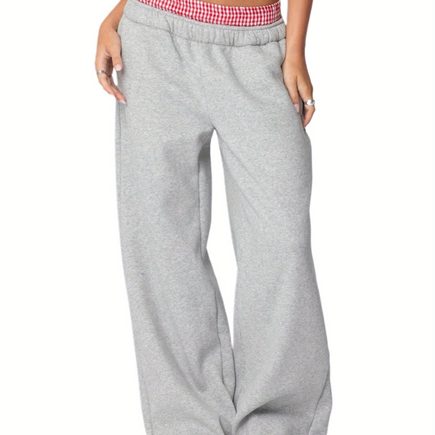 Straight-cut Cambridge joggers with soft knit fabric