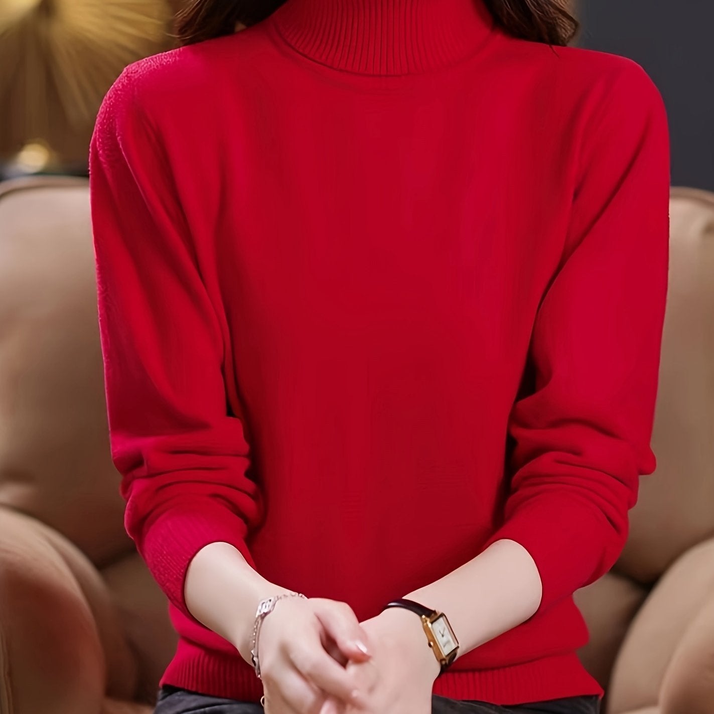 Turtleneck sweater in soft viscose knit, a must-have for autumn