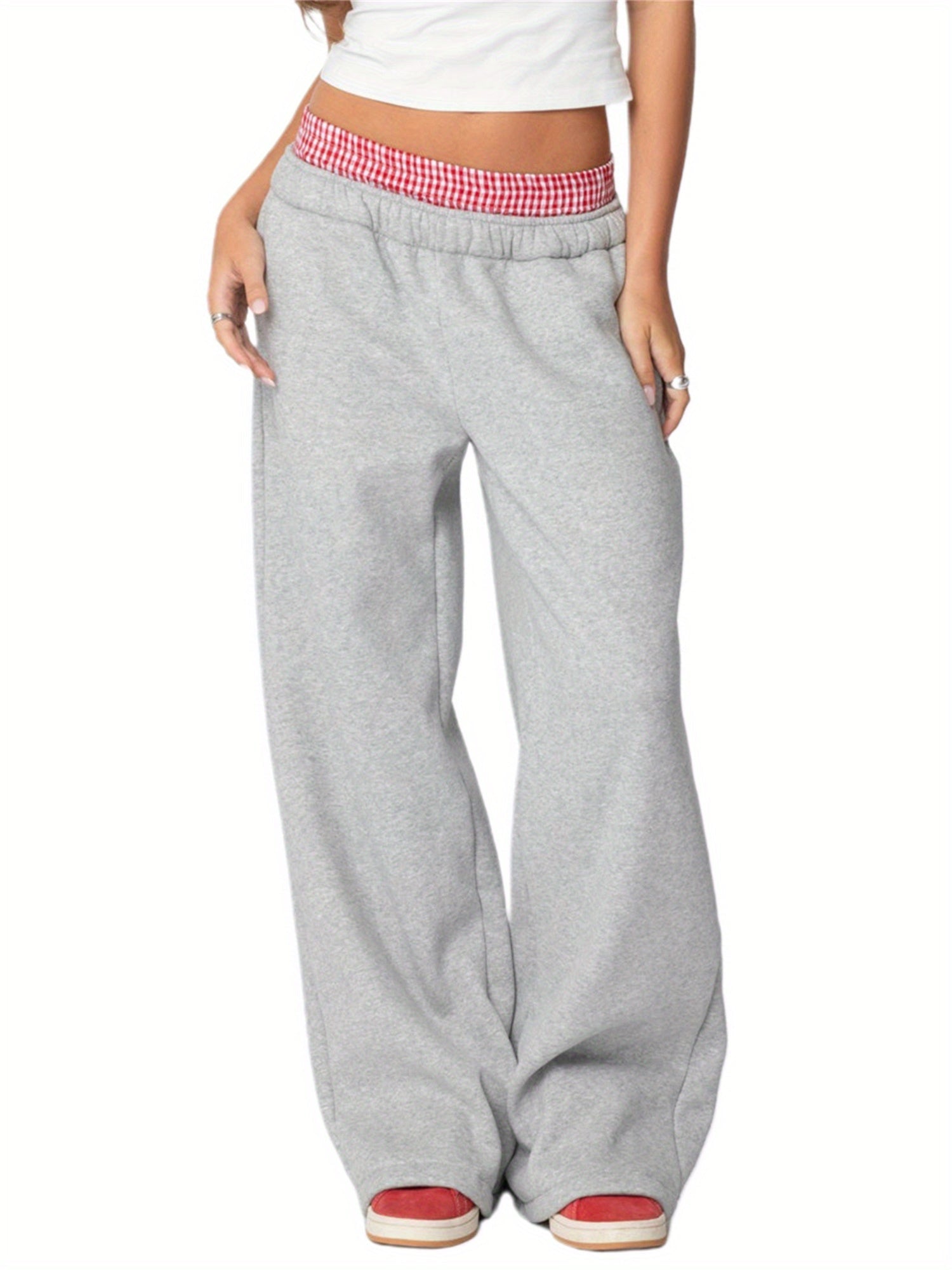 Straight-cut Cambridge joggers with soft knit fabric