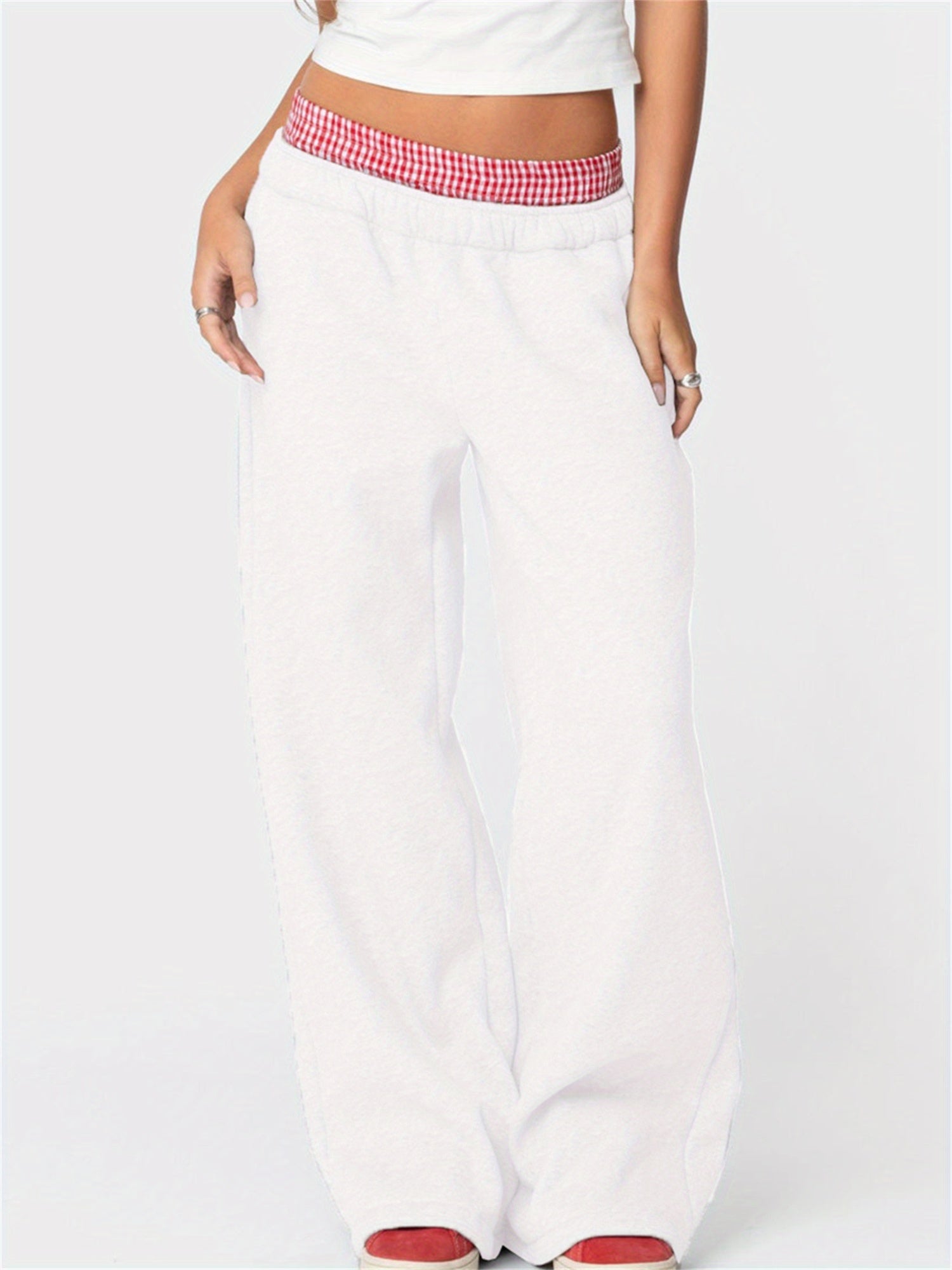 Straight-cut Cambridge joggers with soft knit fabric