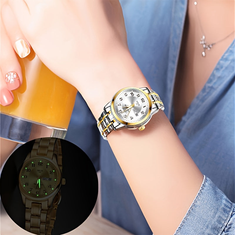 The Ultra-Slim Steel Watch Modern Timepiece, Luminous Calendar Display