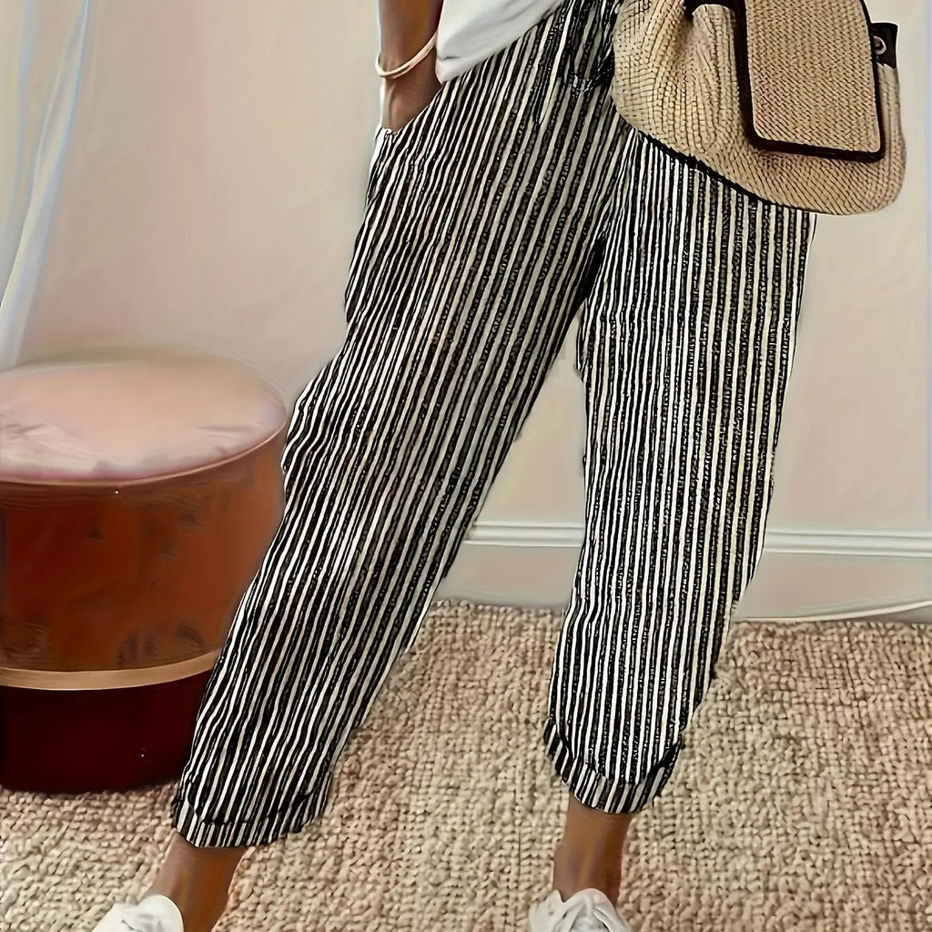Athleisure pants with side stripe detail and wide fit