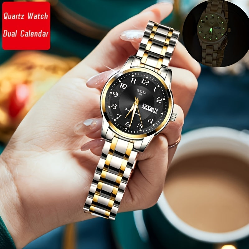 The Ultra-Slim Steel Watch Modern Timepiece, Luminous Calendar Display