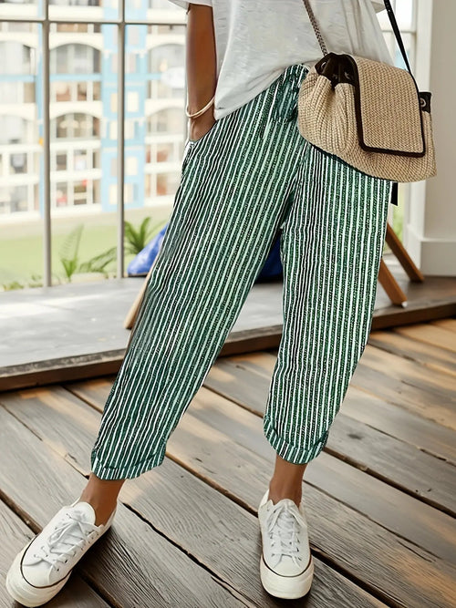 Athleisure pants with side stripe detail and wide fit