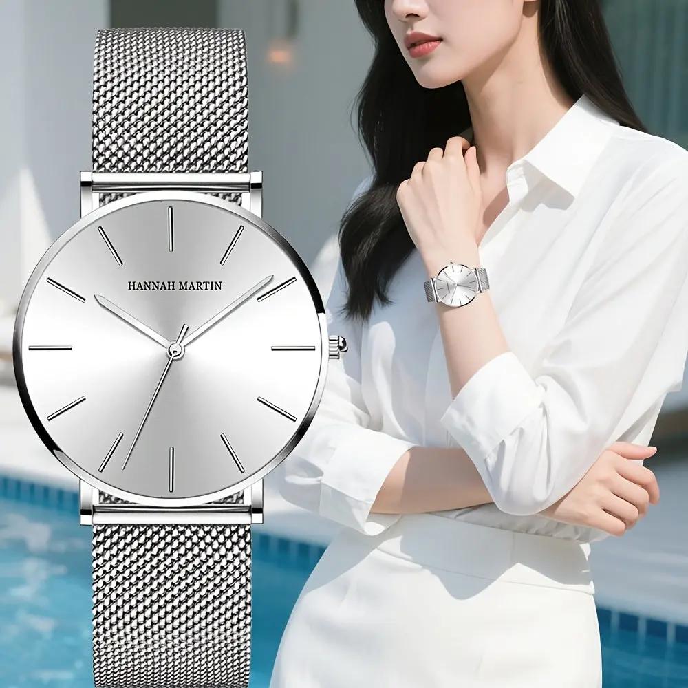 Classic watch with polished steel finish, understated elegance