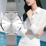 Classic watch with polished steel finish, understated elegance