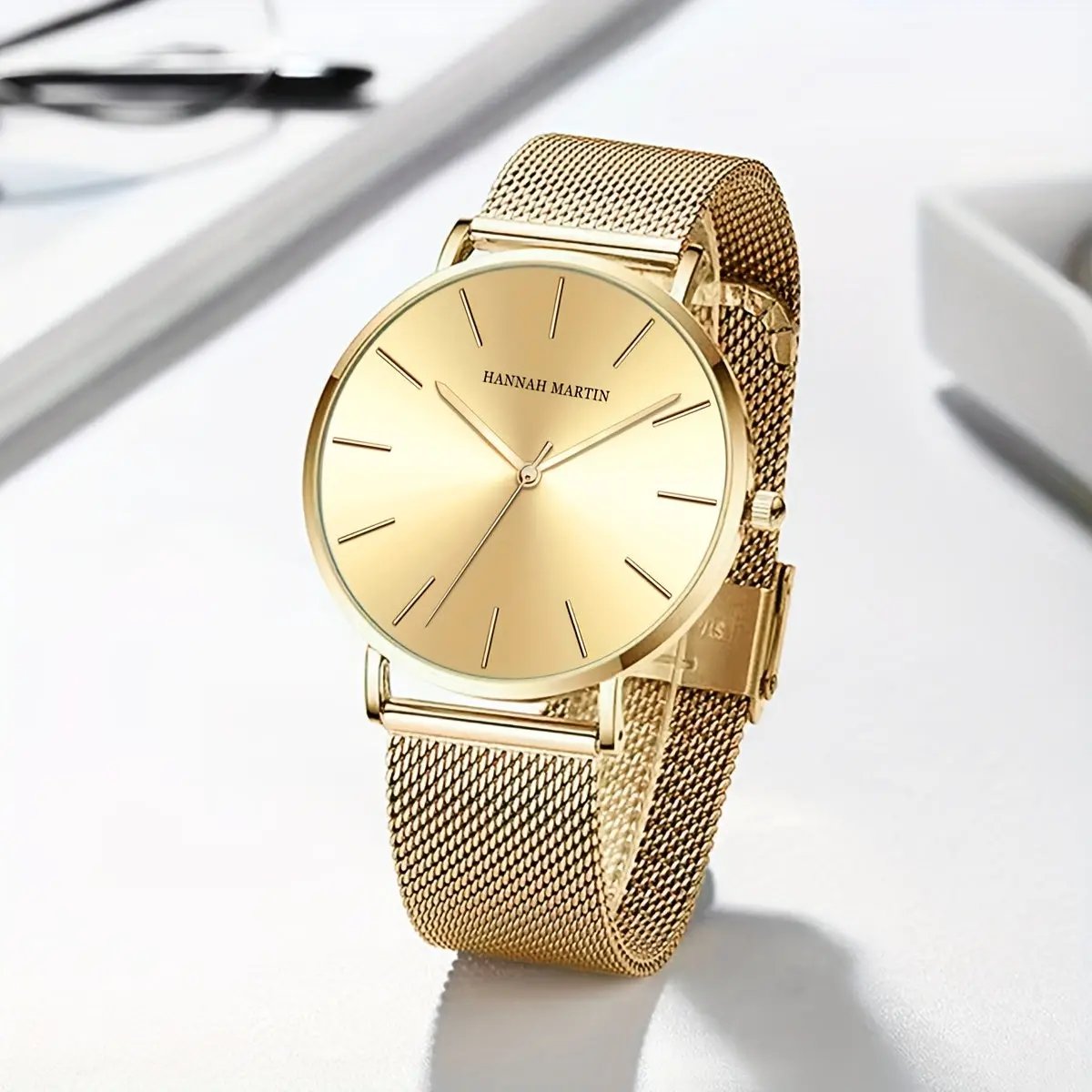 Classic watch with polished steel finish, understated elegance