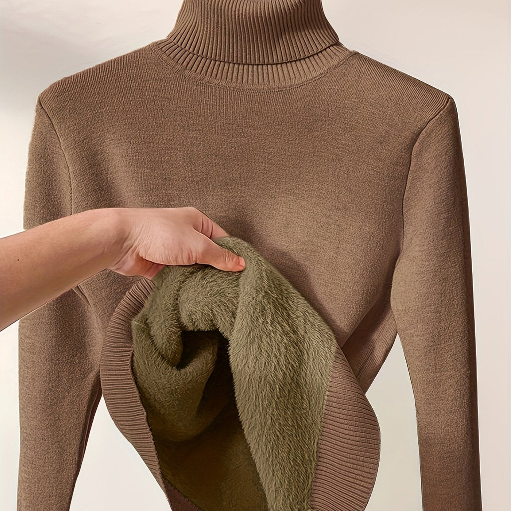 Essential Turtleneck Top in Soft Stretch Knit, Autumn Base