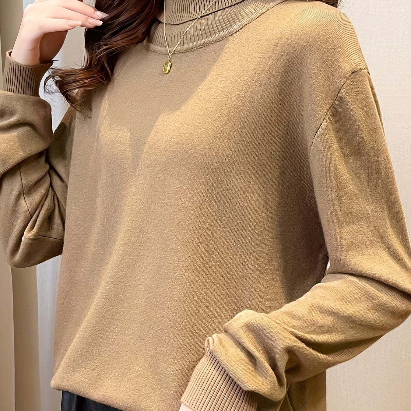 Turtleneck sweater in soft viscose knit, a must-have for autumn