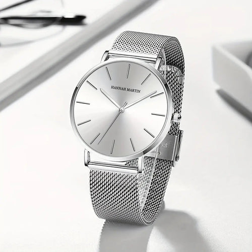 Classic watch with polished steel finish, understated elegance