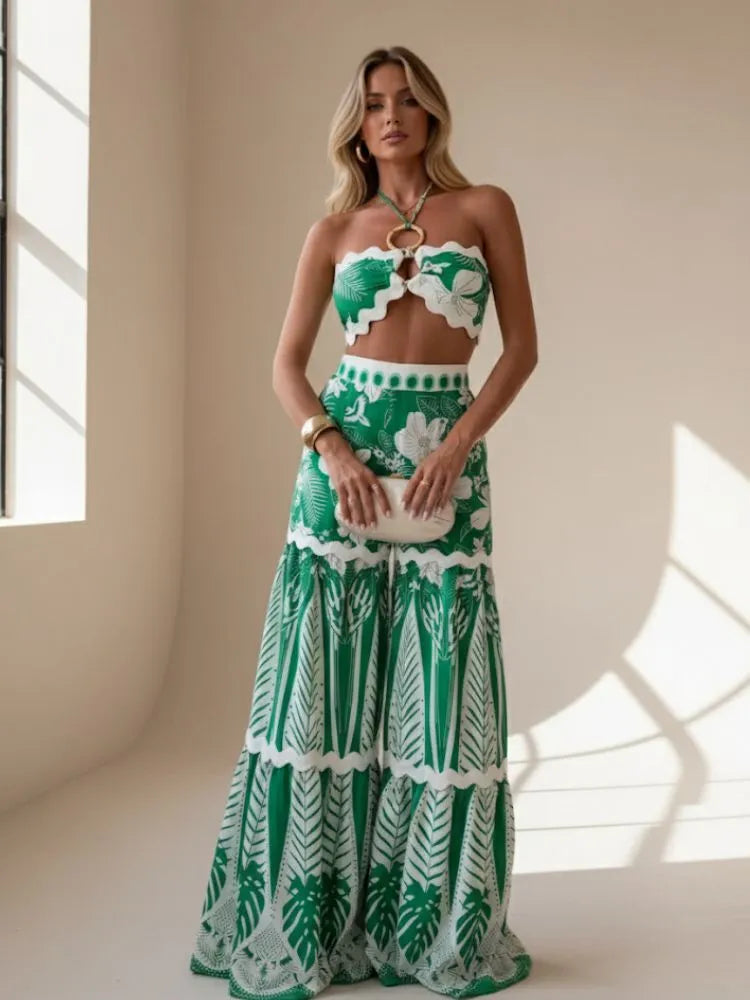 Lace-up linen set, breathable fabric, effortless summer style