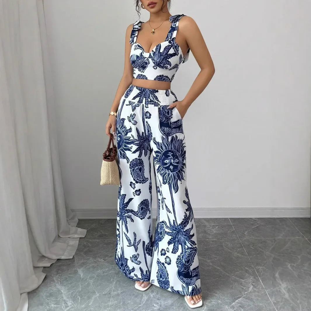 The Wide-Leg Pant Set Elegant Evening Silhouette, Fluid Fabric