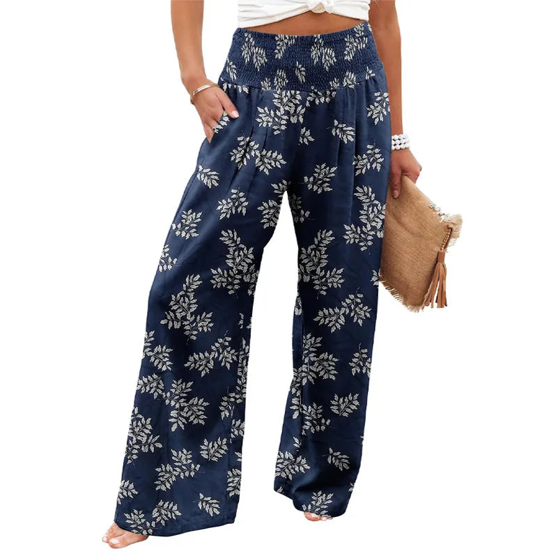 Resort pants with floral print and a casual fit