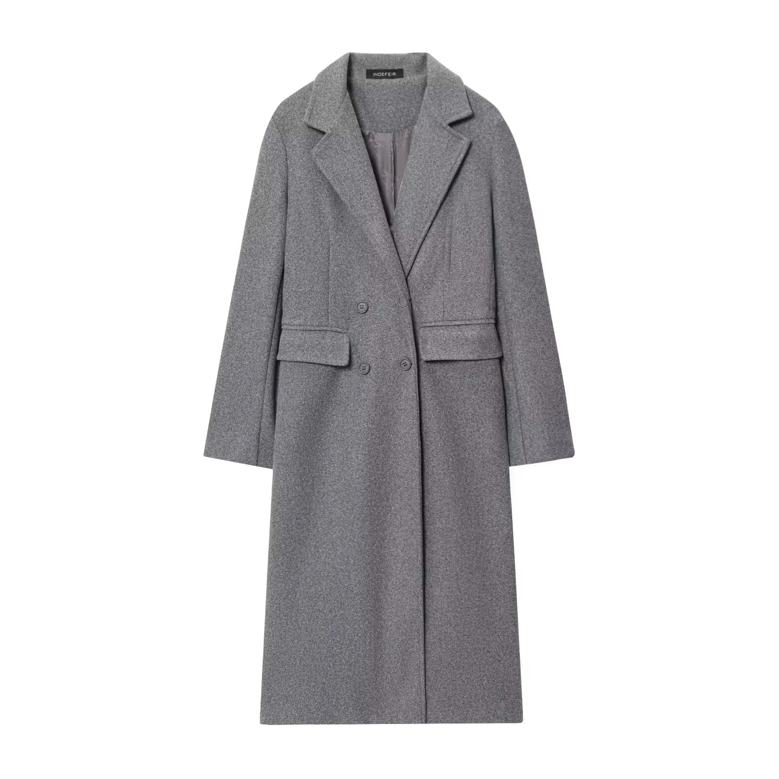 Women's Burgundy Wool Coat – Double-Breasted Outerwear for Refined Elegance