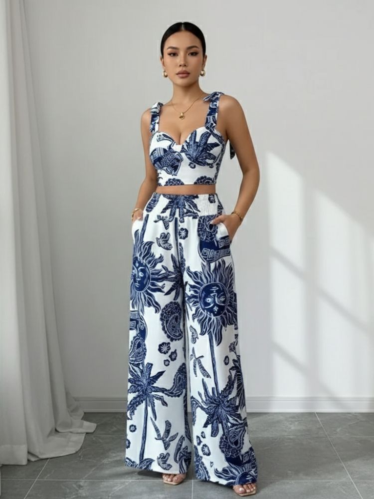 The Wide-Leg Pant Set Elegant Evening Silhouette, Fluid Fabric