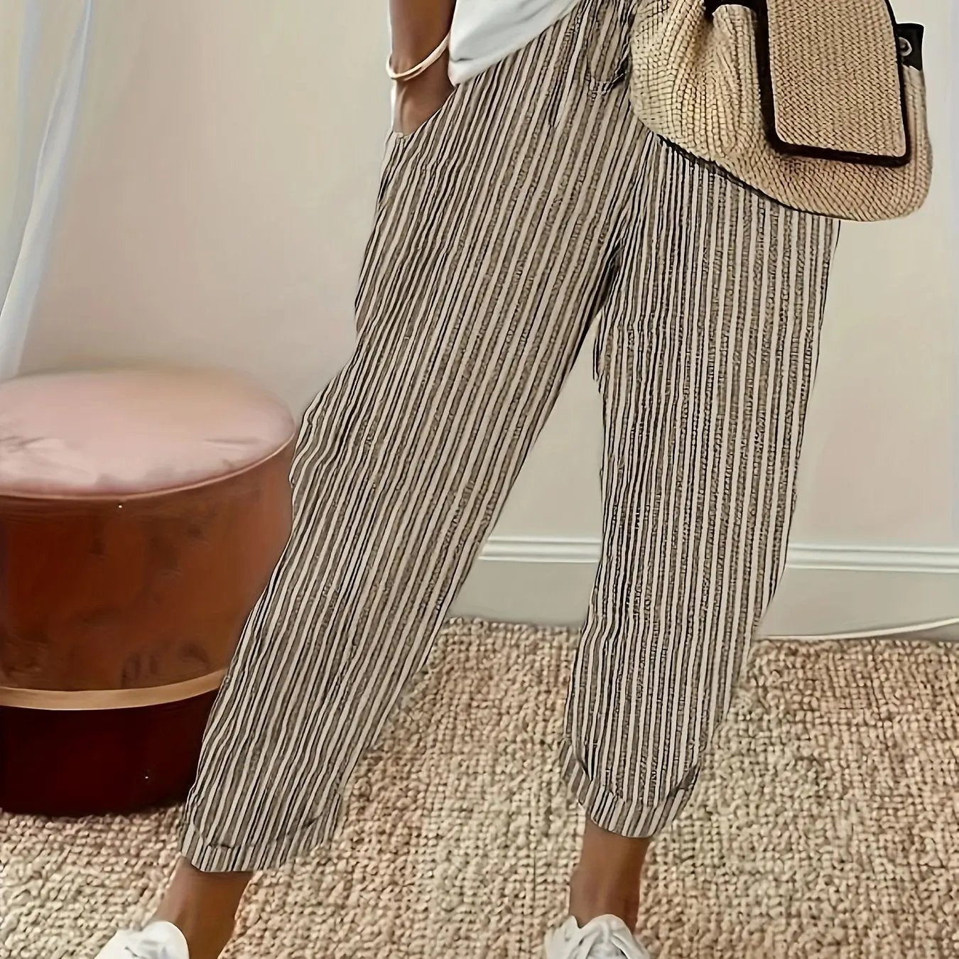 Athleisure pants with side stripe detail and wide fit
