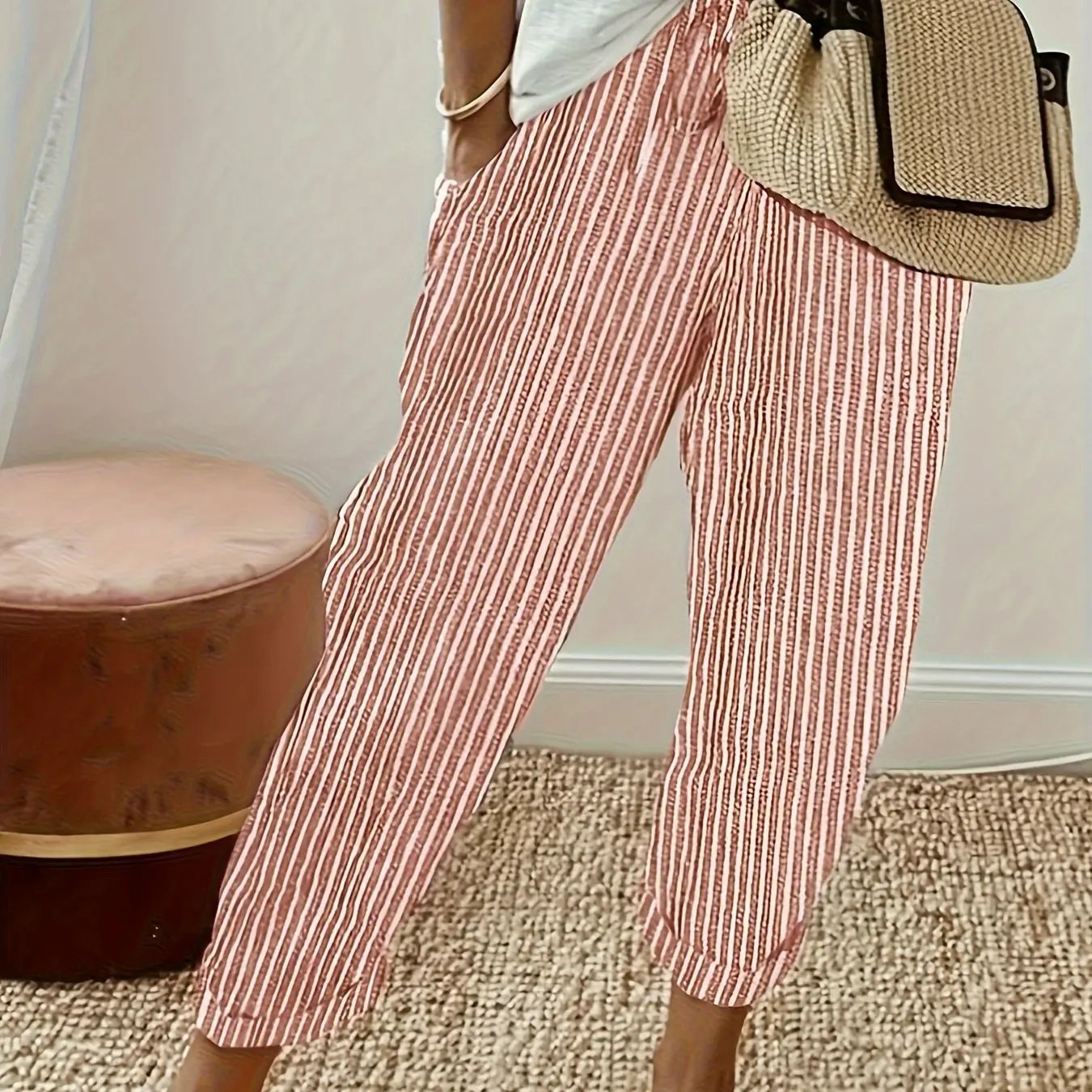Athleisure pants with side stripe detail and wide fit