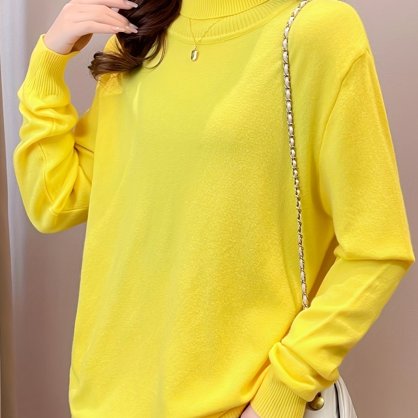 Turtleneck sweater in soft viscose knit, a must-have for autumn