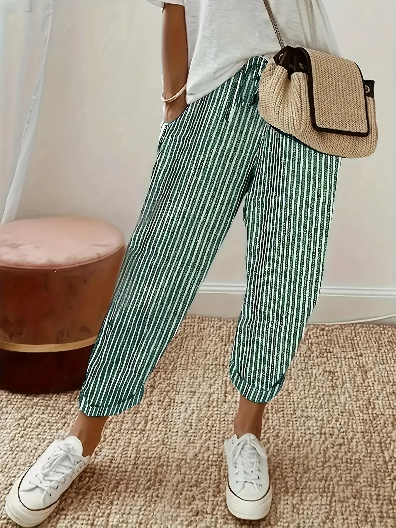 Athleisure pants with side stripe detail and wide fit