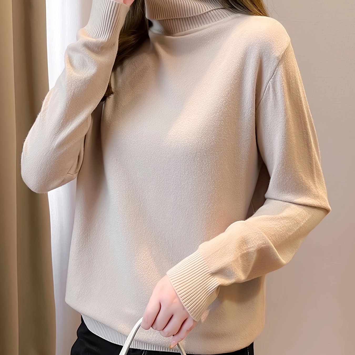 Turtleneck sweater in soft viscose knit, a must-have for autumn