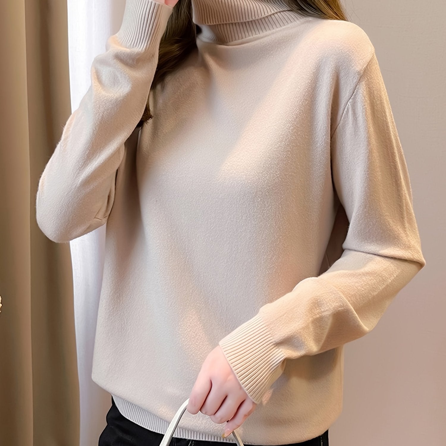 Turtleneck sweater in soft viscose knit, a must-have for autumn
