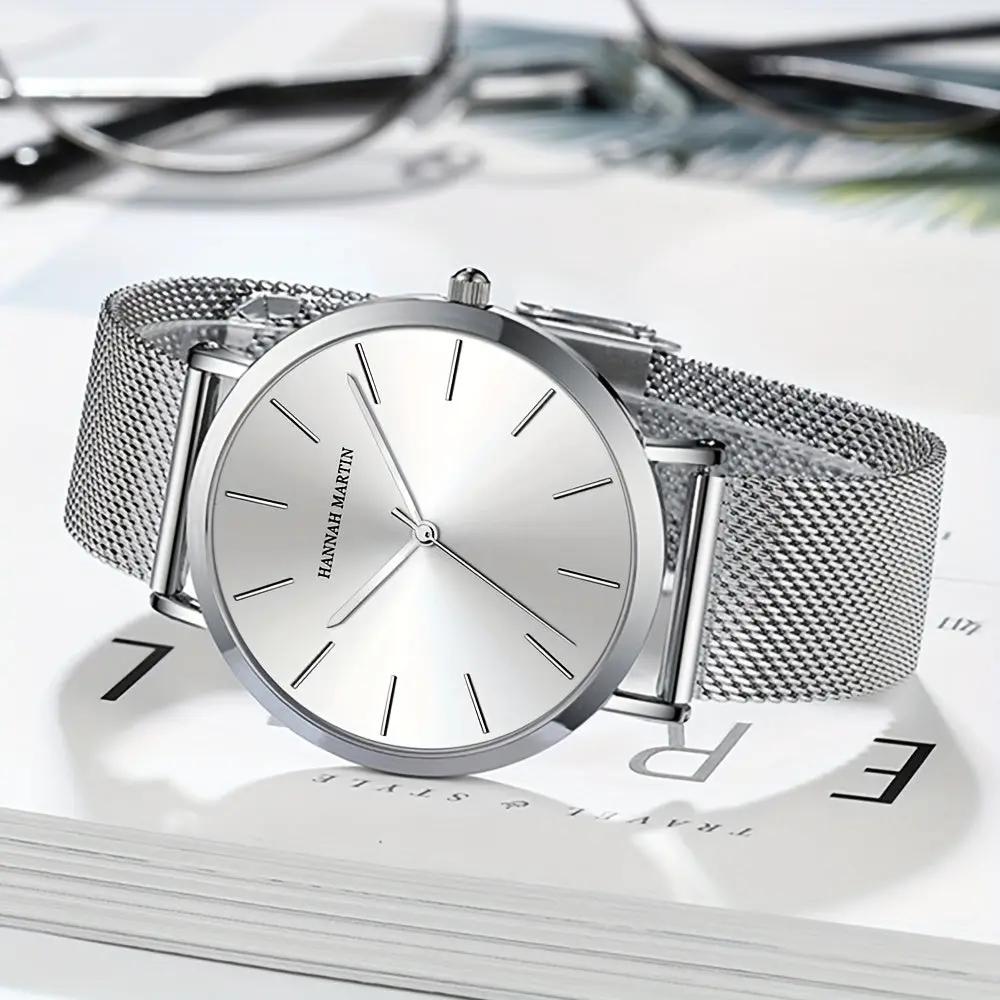Classic watch with polished steel finish, understated elegance