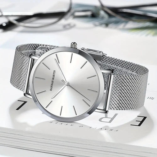 Classic watch with polished steel finish, understated elegance